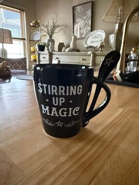 Stirring Up Magic Black Mug with Spoon - Unbranded
